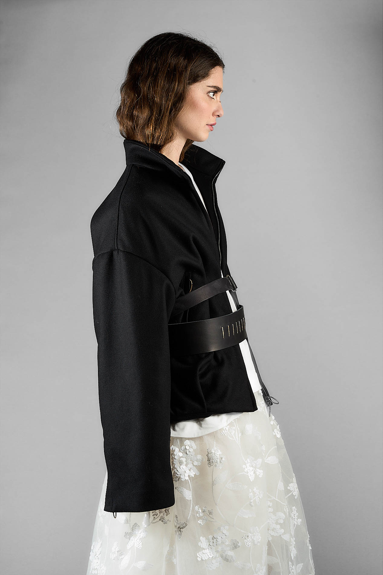 DANIELE BASTA LEATHER AND SILVER JACKET